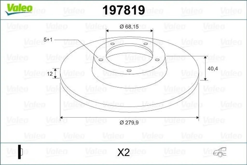 Jeu de disques frein arrière VALEO T4 701615601A - Qualité Origine