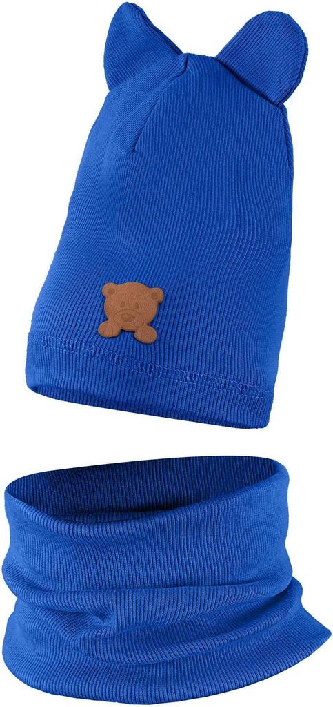 Jungen Kinder Beanie Mütze Schlauchschal Set Frühling Herbst Winter Übergang 48-50 Kornblume