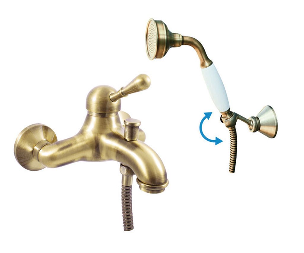 copy of Badewannenarmatur LABE Wandmontage in Chrom, Gold oder Messing RAV SLEZAK Ihre Wahl: Mit Handbrause mit schwenkbarem Halter,