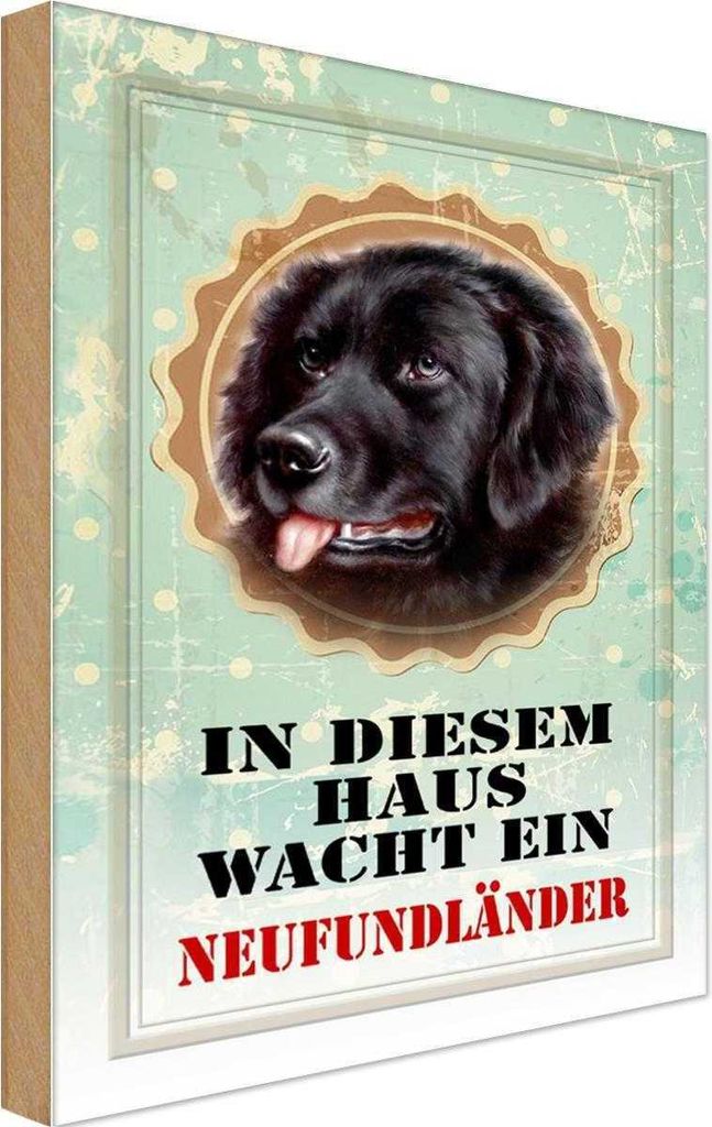 vianmo Holzschild 18x12 cm Hund diesem Haus wacht Neufundländer Tier Haustier