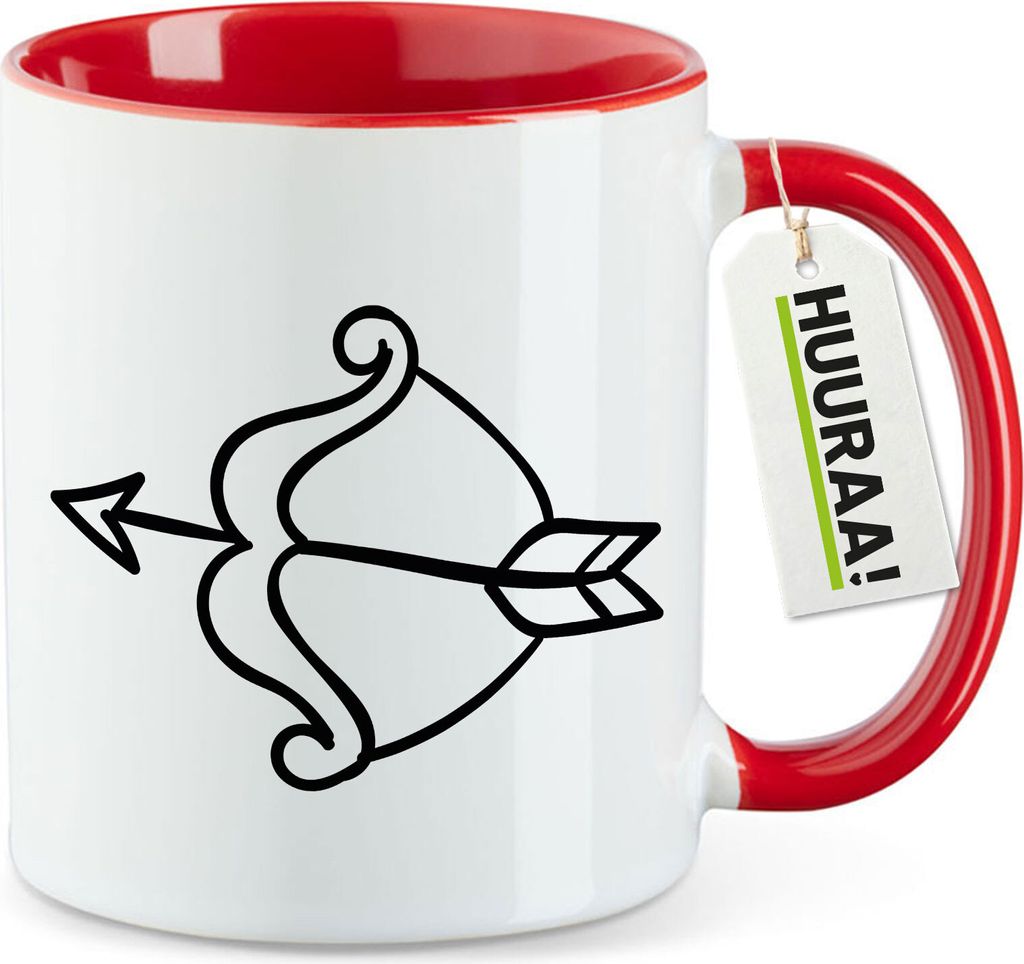 Huuraa Kaffeetasse Amors Pfeil Bogen 330ml Rot Keramik Kaffeebecher Geschenkidee