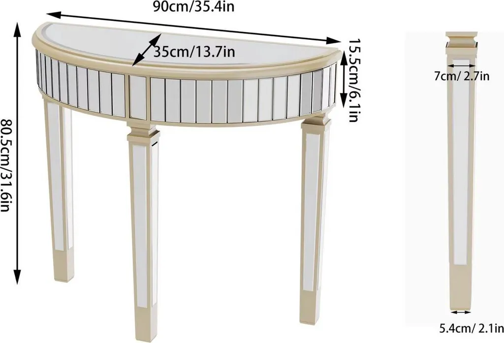 Table console Luxeon miroir demi-lune : solution déco pour petit mur - 3