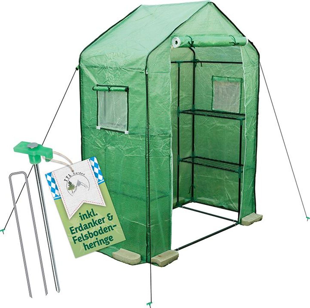 TTL GARDEN Foliengewächshaus 195x143x73cm – 6 Etagen grün