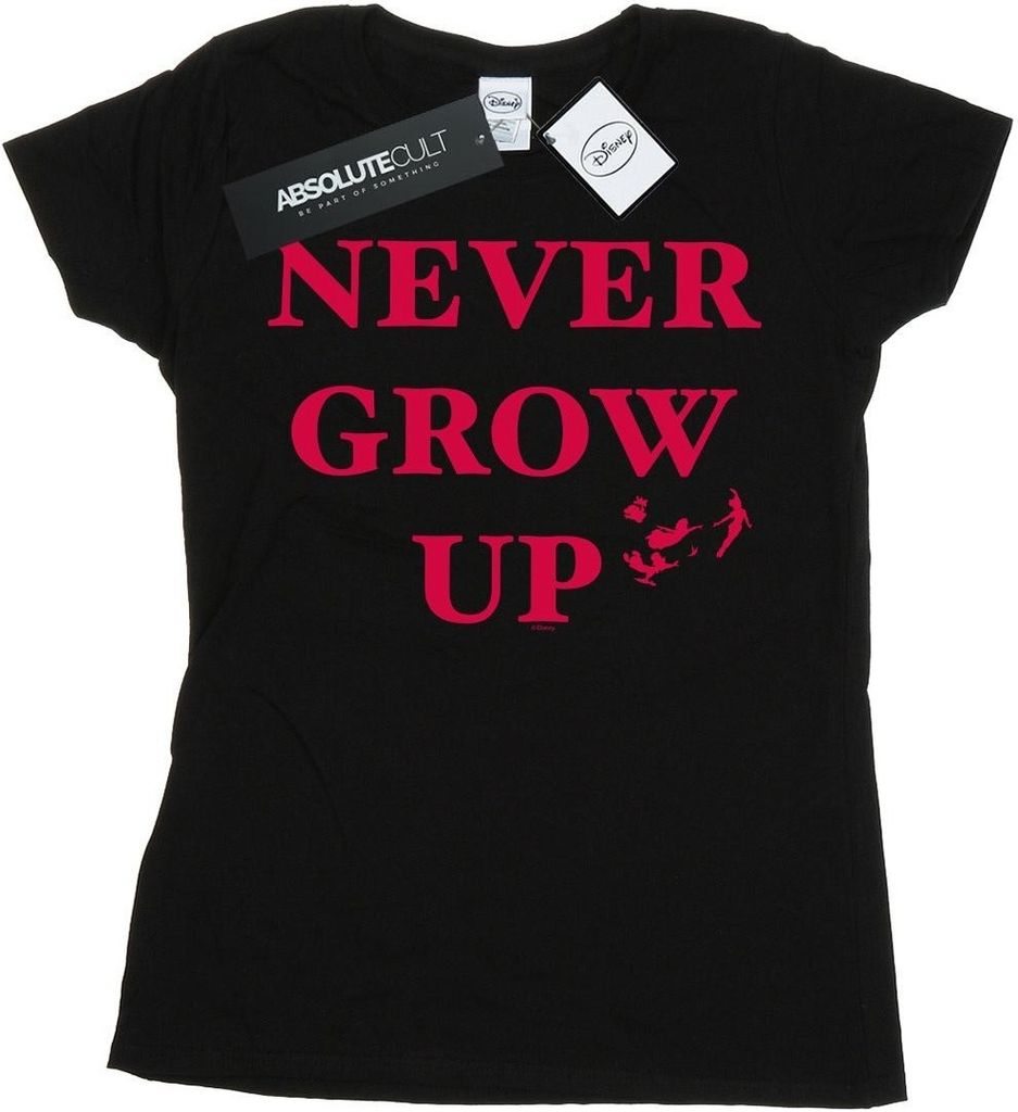 Disney - "Never Grow Up" T-Shirt für Damen BI36581 (S) (Schwarz)