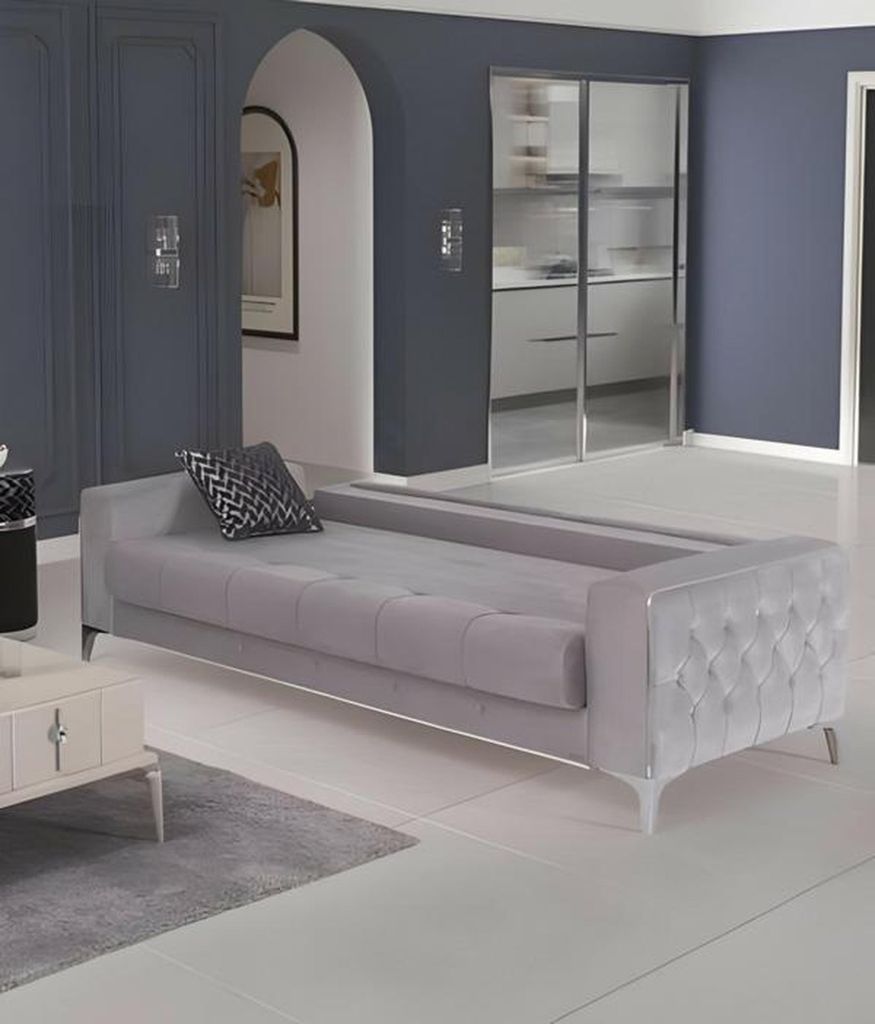Komplette Zweisitzer Sessel Stoffsofa Polstersofa Grau Couch Sofa 2tlg