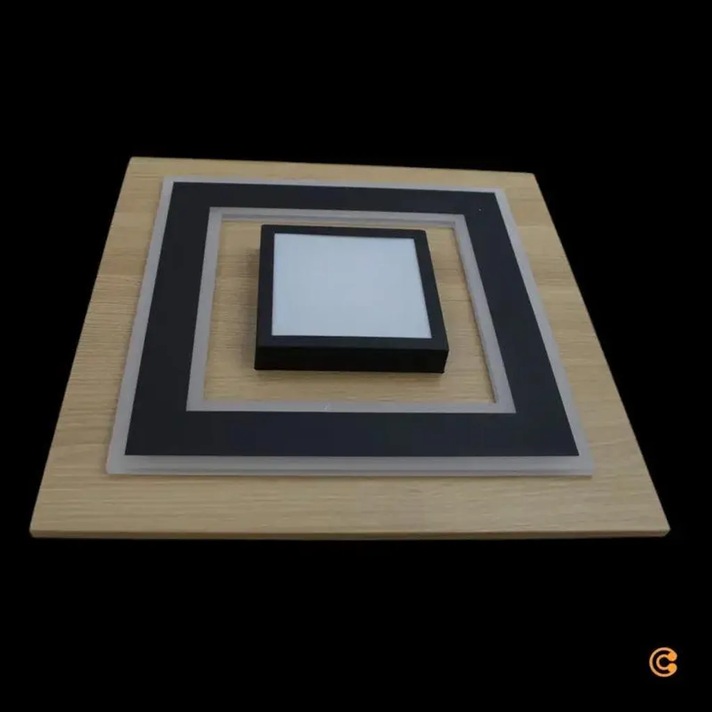 Lampada Soffitto LED Just Light Tola Nero Legno 26W 40x40cm 3000K