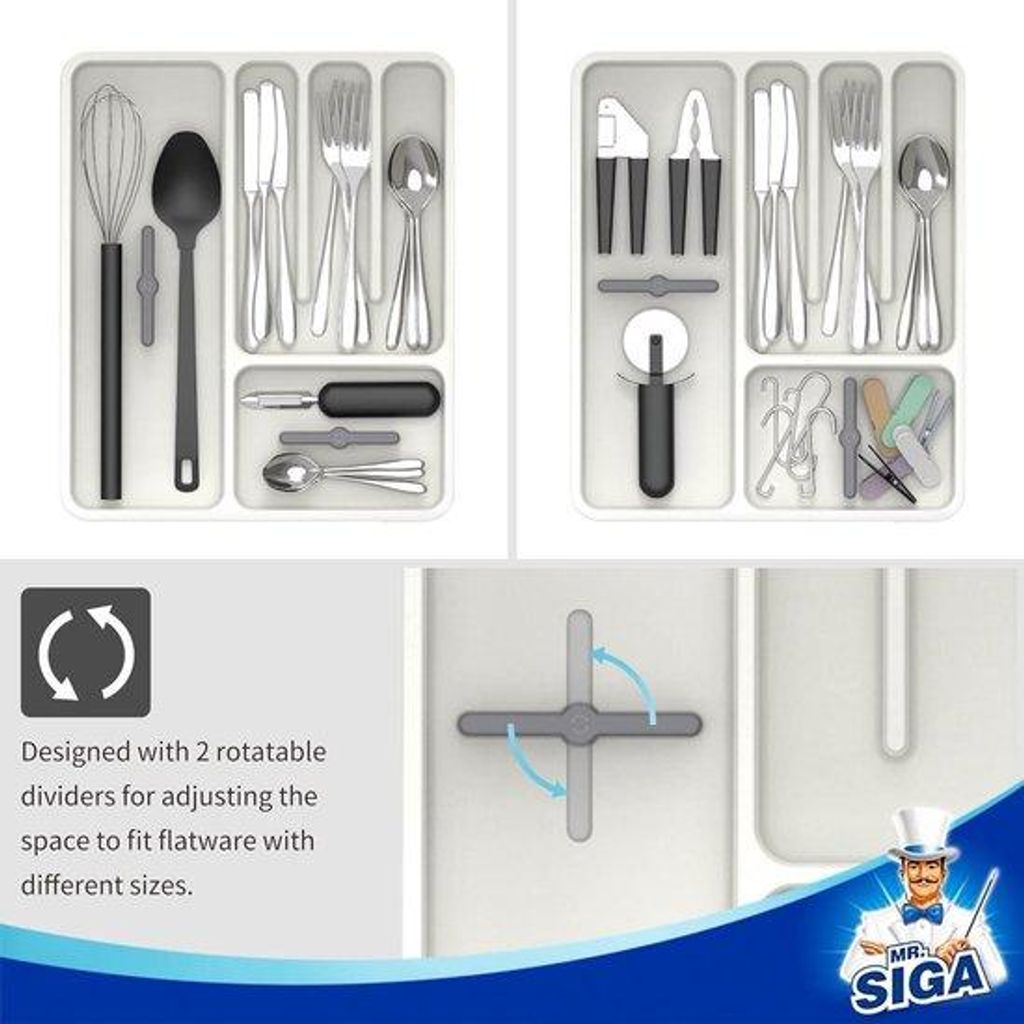 Verstelbare Schubladeneinlage Organizer weiß 47 cm tief