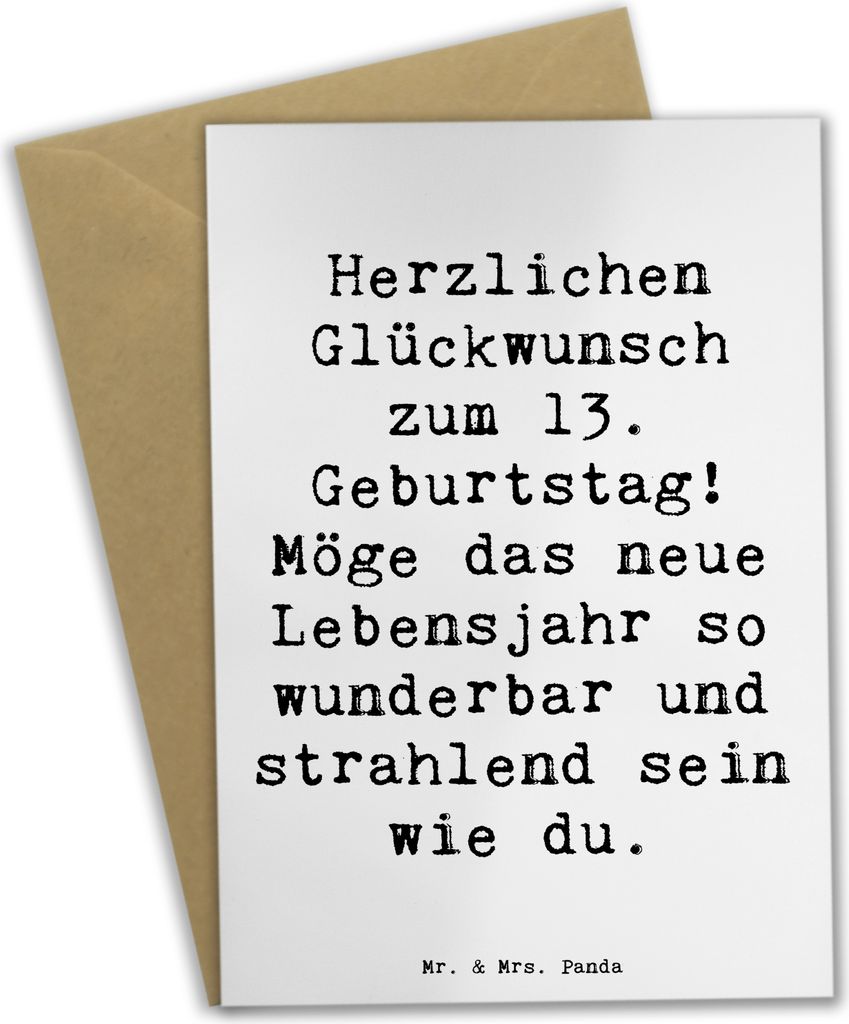 Mr. & Mrs. Panda Klappkarte Spruch 13. Geburtstag - Weiß - Geschenk, dankeskarten, liebevolle Botschaft, Jubiläum, babykarte, glückwunschkarten,...
