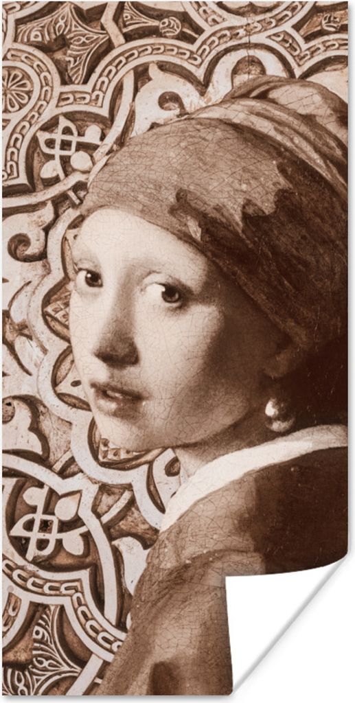 MuchoWow Poster Das Mädchen mit dem Perlenohrring - Vermeer - Schnittmuster 80x160 cm - Kinderzimmer