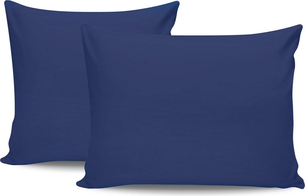 L'Essentiel Linge de Maison, Tonne Bleue - 75, Kissenbezug-Set (2-teilig) (DE), 100 % BAUMWOLLE RANFORCE, Dunkelblau, 80 x 80 cm