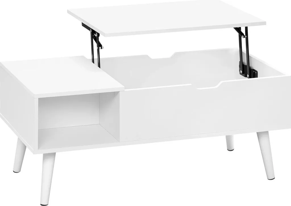 Table Basse Relevable Grise avec Rangement Caché pour Petit Salon Moderne