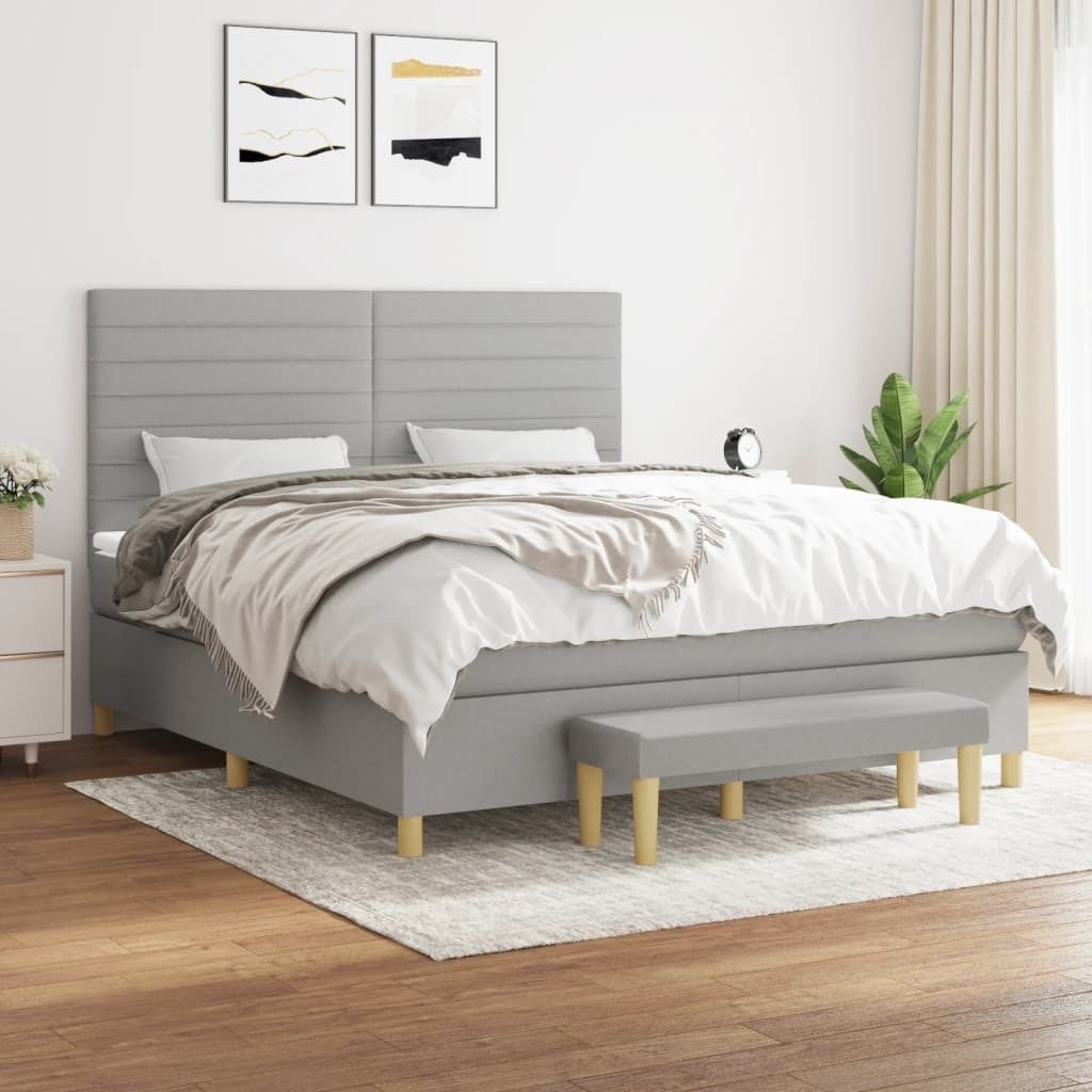 Maison Exclusive - Boxspringbett mit Matratze Hellgrau 180x200 cm Stoff