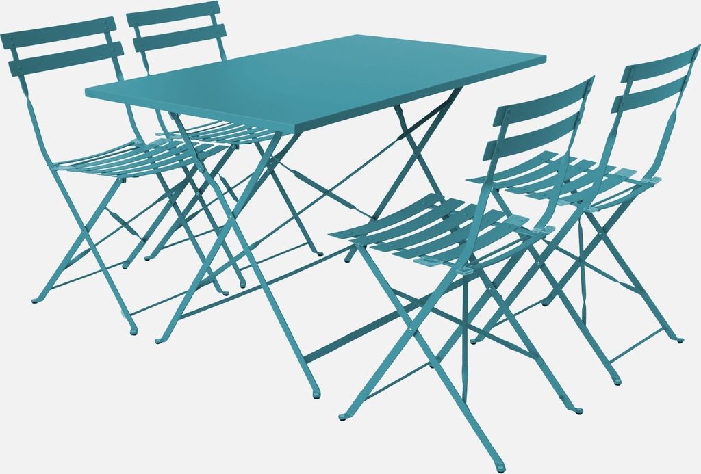 Set tavolo da giardino pieghevole in acciaio con 4 sedie, Immagine del prodotto 