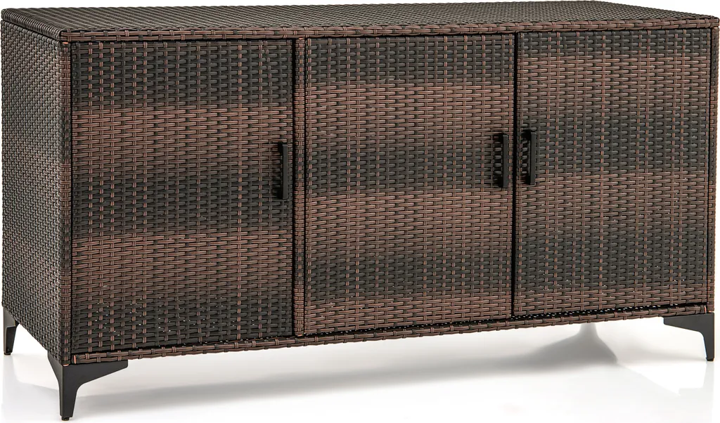 Armoire en rotin terrasse COSTWAY 318 L avec étagères et 3 portes