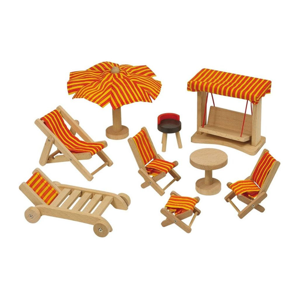 goki 51913 Puppenhaus Gartenmöbel, bunt, Kaufland.de