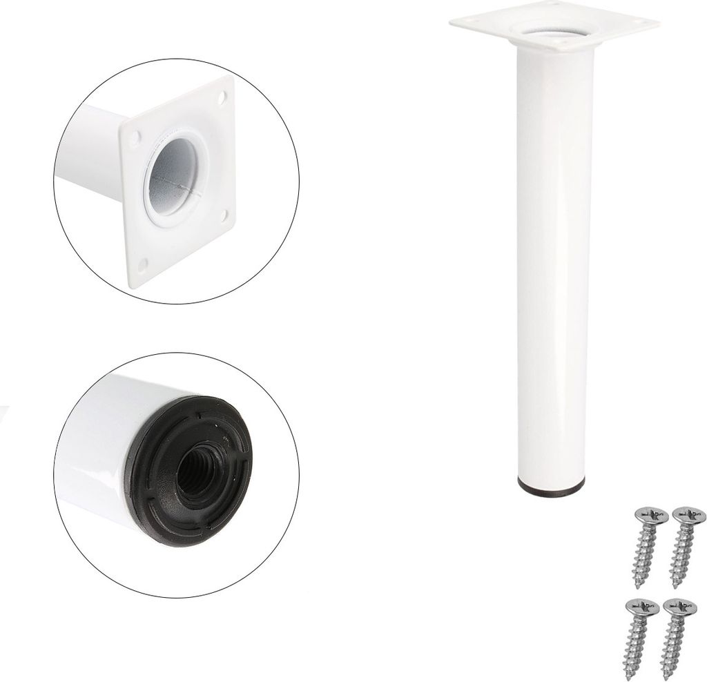 Runder Möbelfuss ø 30mm Weiss Metallstütze Sofafuss Möbelbein Tischbein Möbelstempel Höhe 250mm