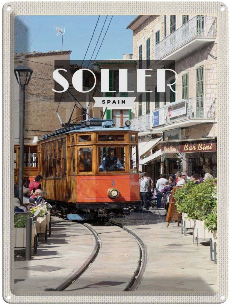 vianmo Blechschild 40x30 cm Soller Spain Schmalspur-Holzzug Bildmotiv Reisemotiv Abenteuer Reisen Europa Urlaub
