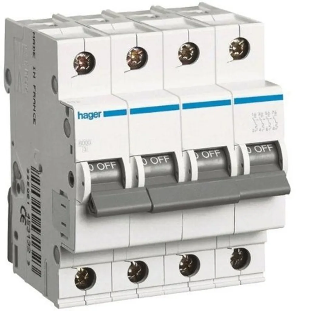 Disjoncteur pour Installation Triphasée Hager MCN420 4P 20A Courbe C