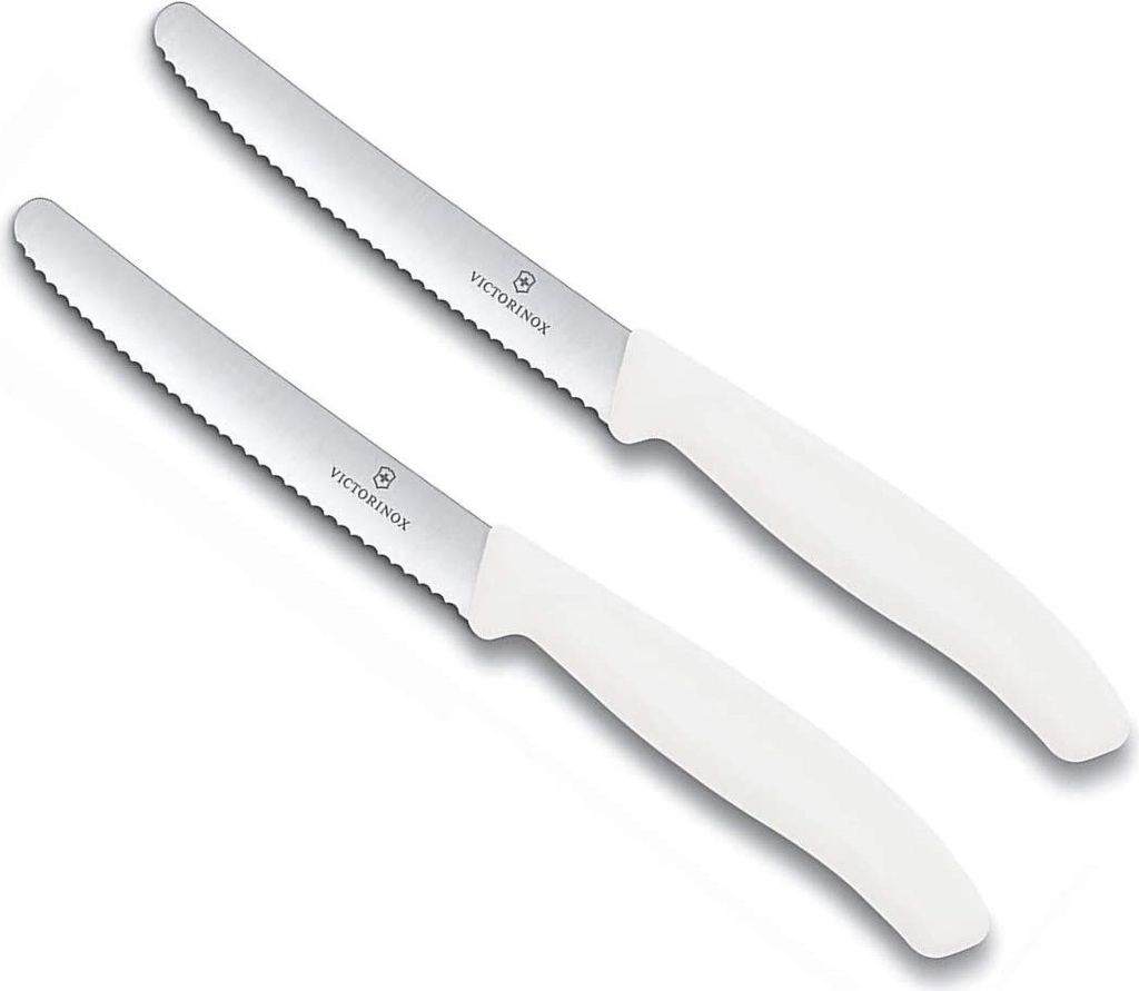 Victorinox | Swiss Classic Tafelmesser-Set | 2-teilig | ergonomische Griffe | Wellenschliff | spülmaschinenfest | elegant in Weiß