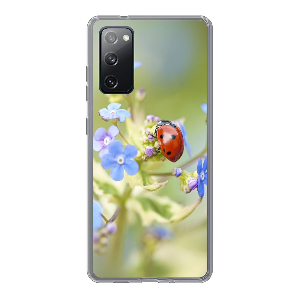 MuchoWow Handyhülle Schutzhülle Hülle für Samsung Galaxy S20 FE Marienkäfer - Blume - Frühling Silikon Softcase Handy Hülle - Abdeckung