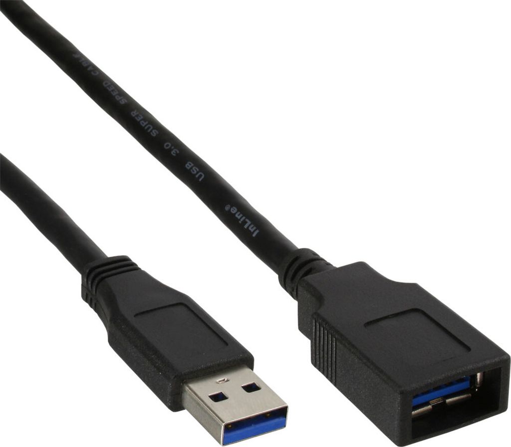 InLine® 35605 USB 3.0 kábel, A zástrčka / zásuvka, čierny, Obrázok produktu 