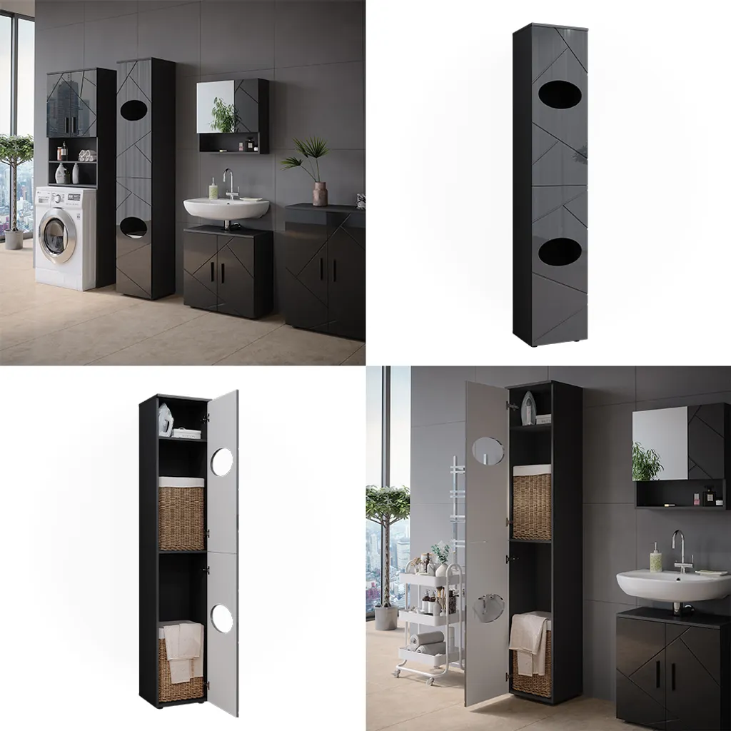 Offerta Armadio Bagno Vicco Irma Antracite Lucido | 37,2 x 192 cm - 8