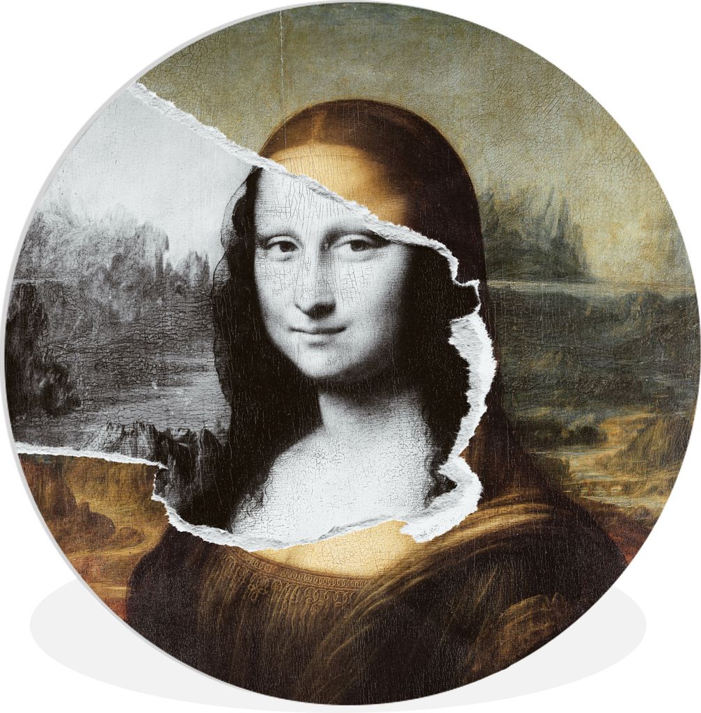MuchoWow Rundes Wandbild - Runde Bilder Mona Lisa - Da Vinci - Alte Meister Ø 30 cm Kreis Wanddekoration Kunststoff - Wandkreis - Wandschmuck - ...