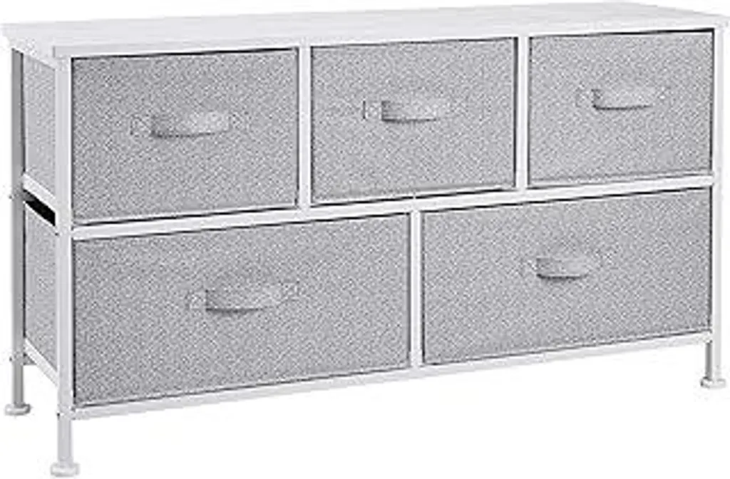 Armadio contenitore per guardaroba, con 5 cassetti in tessuto extra larghi, bianco