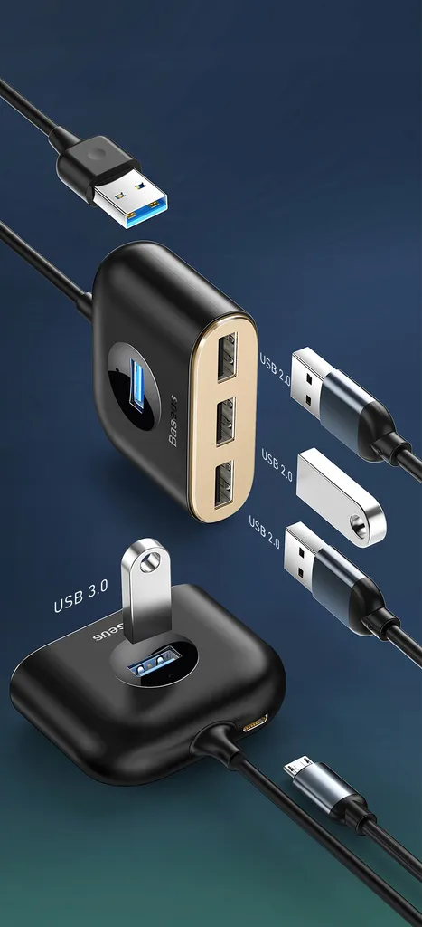 Baseus Hub USB 3.0 4-in-1 5Gbps - Splitter USB per Hard Disk 4TB - 37