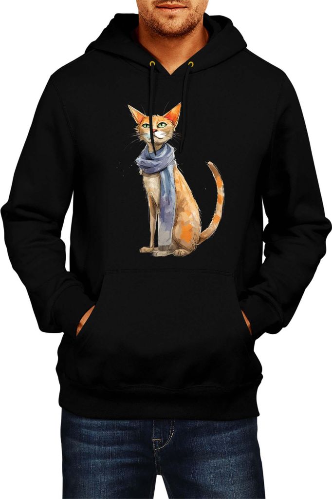 Herren Kapuzenpullover Funny Cats Breeds Javanese Cat 023, Man 2XL / Schwarz