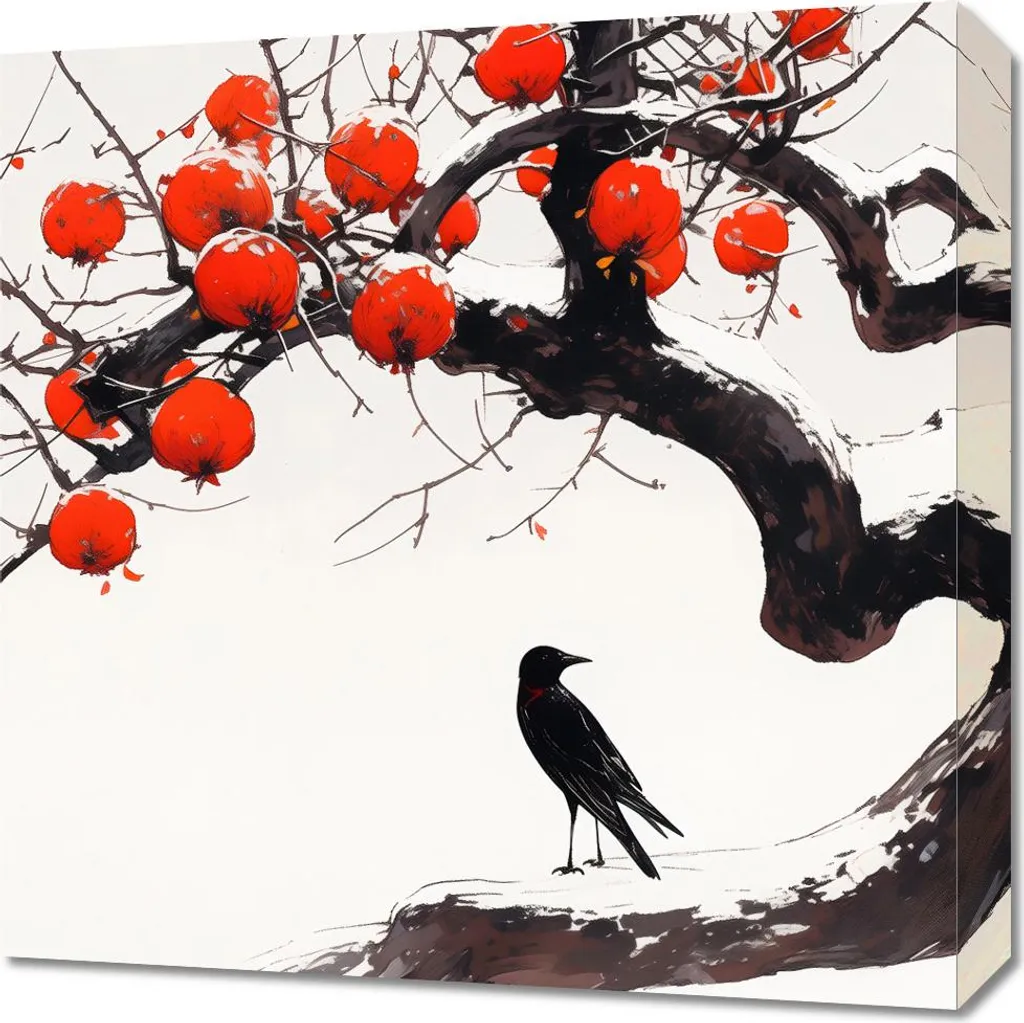 Quadro Corvo e Albero 50x50 - Arte Contemporanea Online