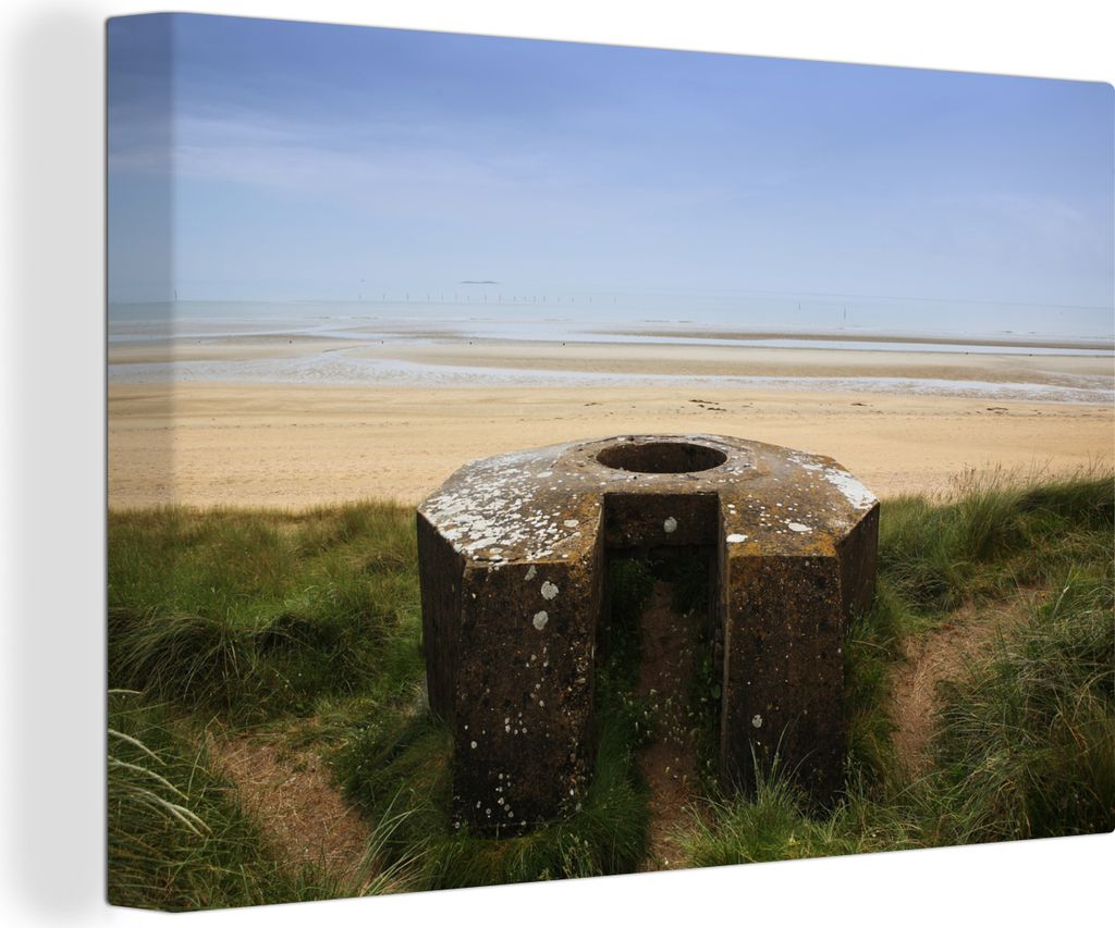 OneMillionCanvasses - Leinwandbilder - 140x90 cm, Ein Bunker, der während des D-Day benutzt wurde, Wandbilder Kunstdruck Wanddekoration - Foto a...