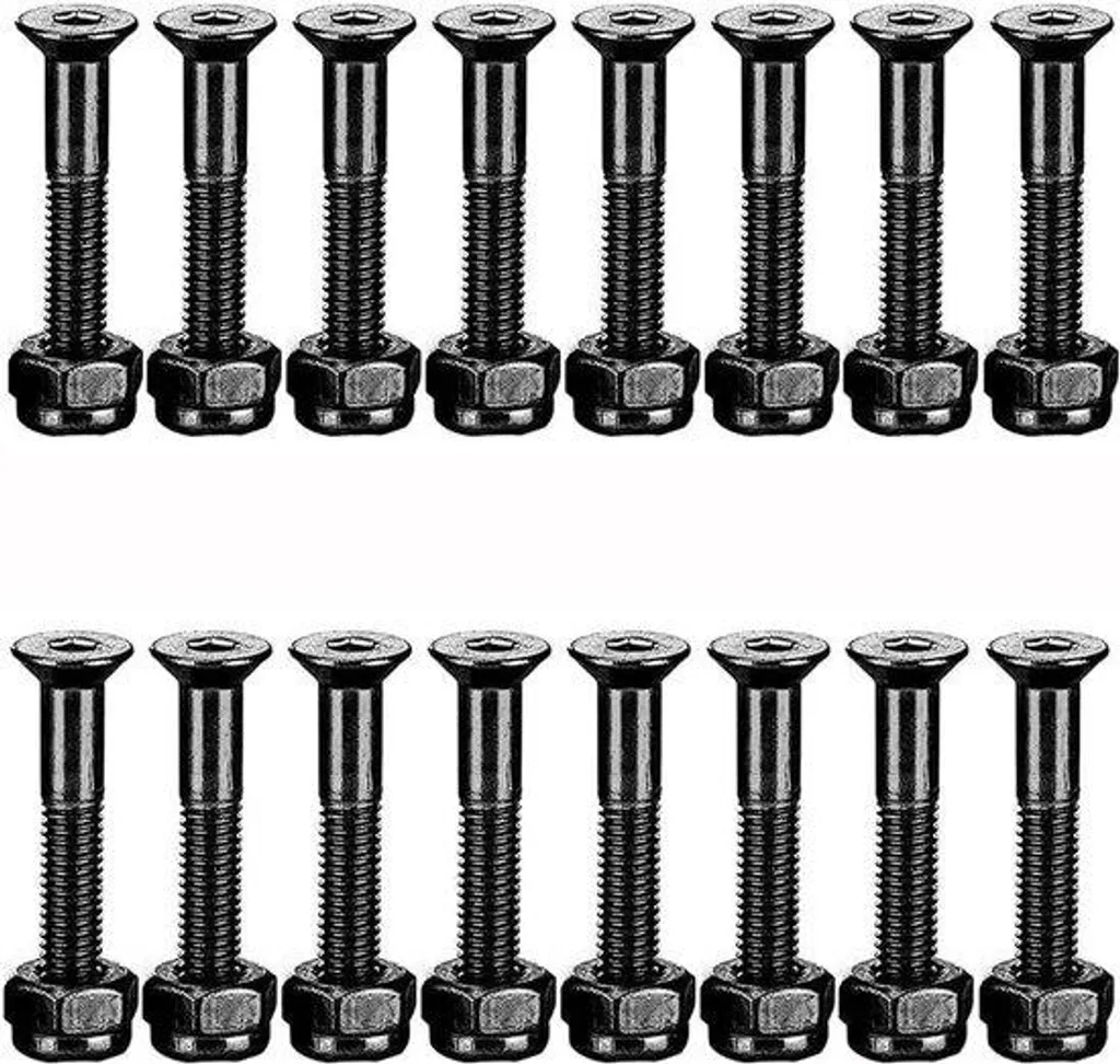 Kit visserie longboard noir 25mm - 16 vis et écrous pour truck et deck