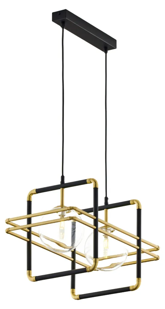 Suspension FIORI en Métal Noir et Or 115cm - Éclairage Chic 2 Lumières