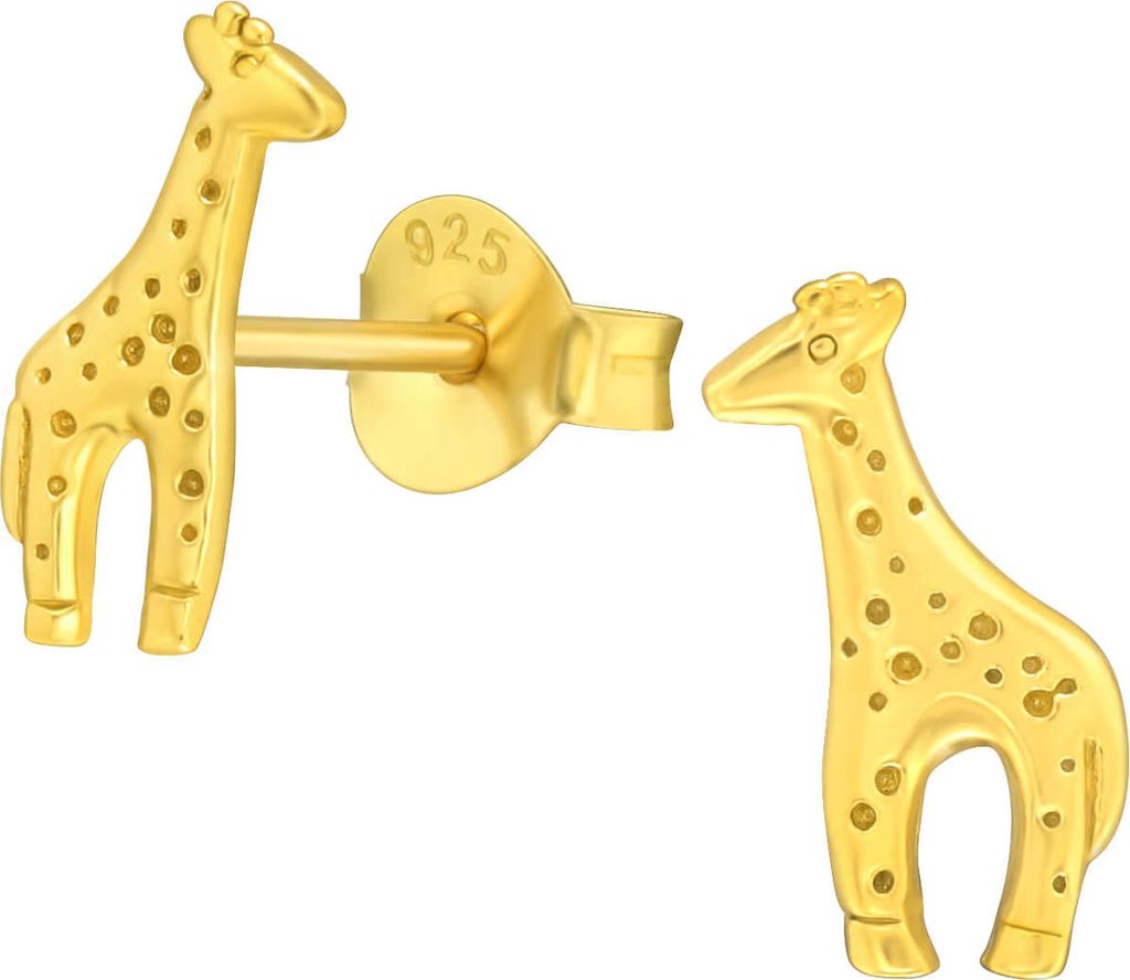 925 Sterling Silber Ohrstecker vergoldet mit Giraffe Material - Silber vergoldet
