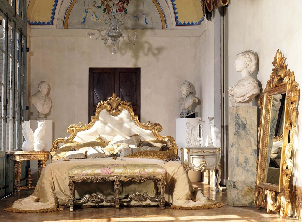 Chesterfield Bett Luxus Betten Holz Italienische Möbel Doppelbett Poster Neu