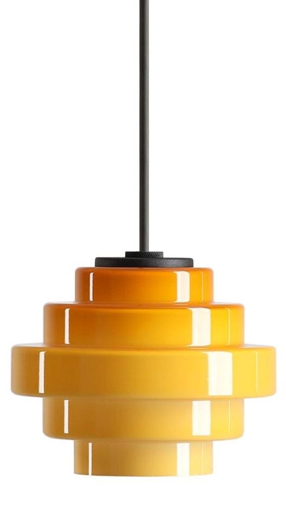 Hängelampe Metall Glas Ø 14 cm rund H: max. 220 cm Schwarz Honig G9 Modern