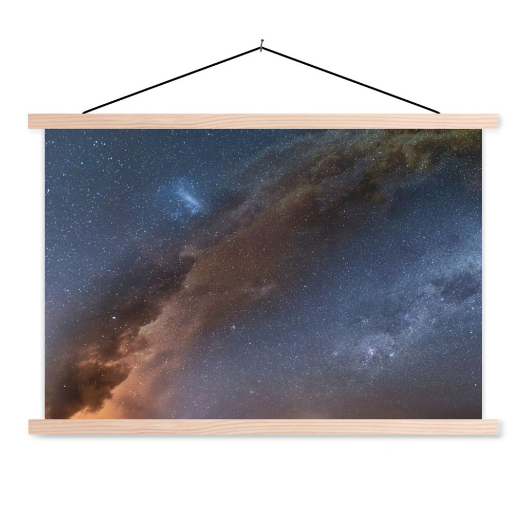MuchoWow Textilposter Sterne im Weltraum 60x40 cm mit holzfarbenen Rahmen - Bilder