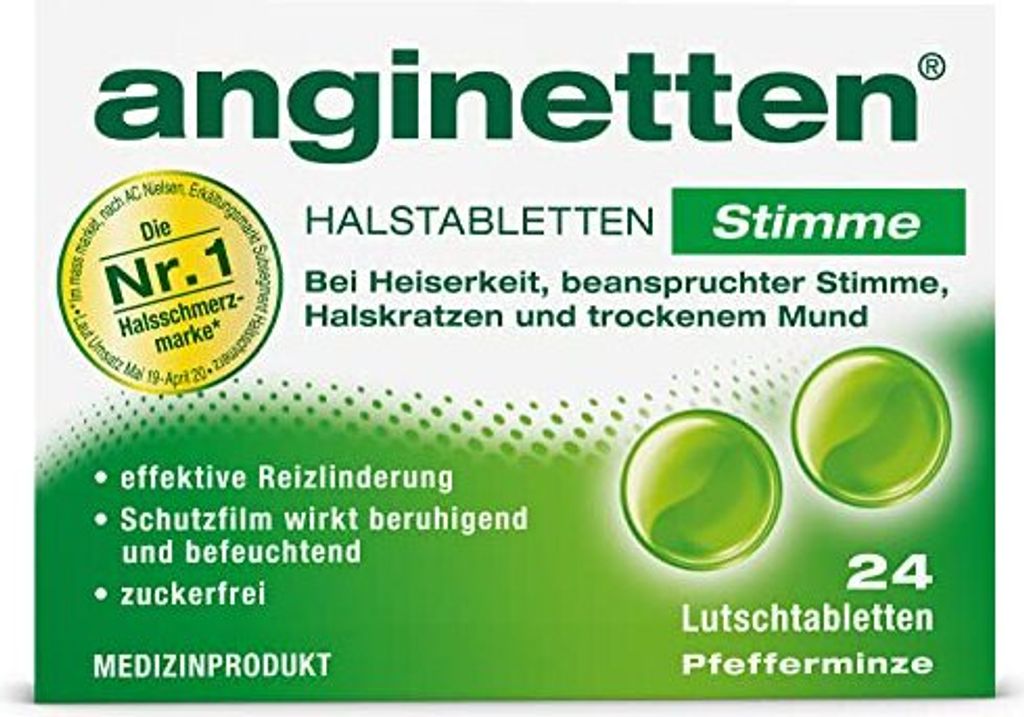 Anginetten Stimme Halstabletten Pfefferminze, 24 Tabletten