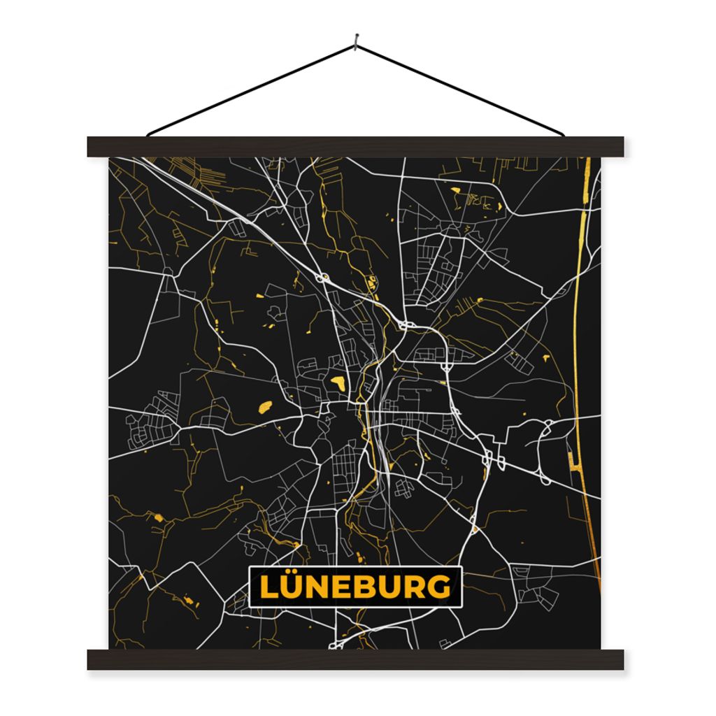 MuchoWow® Textilposter Karte - Lüneburg - Gold - Stadtplan Produktbild 