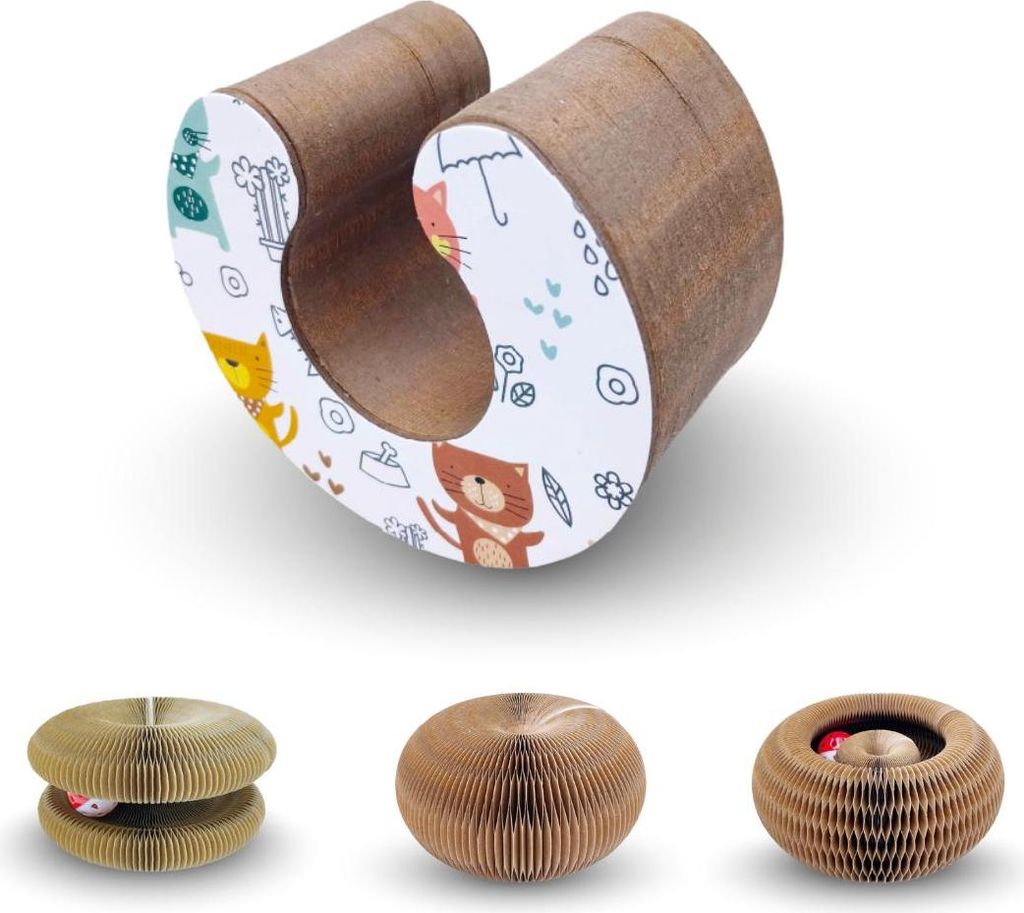 Kratzspiel für Katzen - VENTEO - Kratzbrett aus Pappe Interaktives Katzenspielzeug für drinnen - Magic Organ Cat Scratching Board - Recyceltes We...