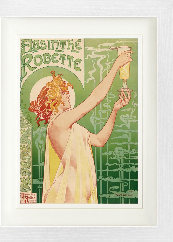 Historische Werbeplakate Gerahmtes Bild Mit Edlem Passepartout | Wand-Bilder | Im Bilderrahmen - Grüne Fee, Absinthe Robette, Henri Privat Livemon...