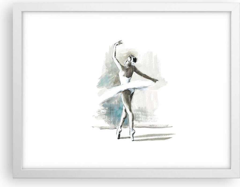 Gerahmtes Poster - Weißer Rahmen - Ballerina Tanz Frau - 40x30 cm - Wand Bild - Wanddeko - Wandbilder - Kunstposter - Wandposter - Bilderrahmen - ...