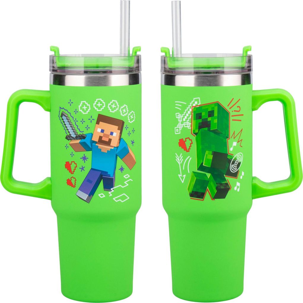 Paladone Minecraft Green 900ml Multiway Travel Cup Straw