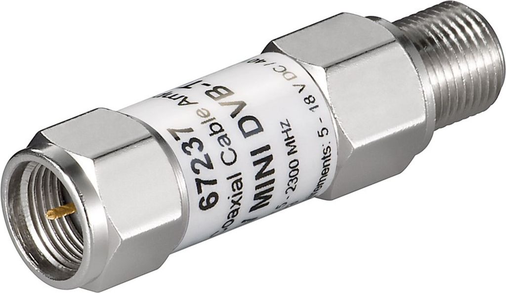 Goobay Mini Koaxialkabel-Verstärker 18 dB (DVB-T/SAT) - F-Stecker > F-Buchse