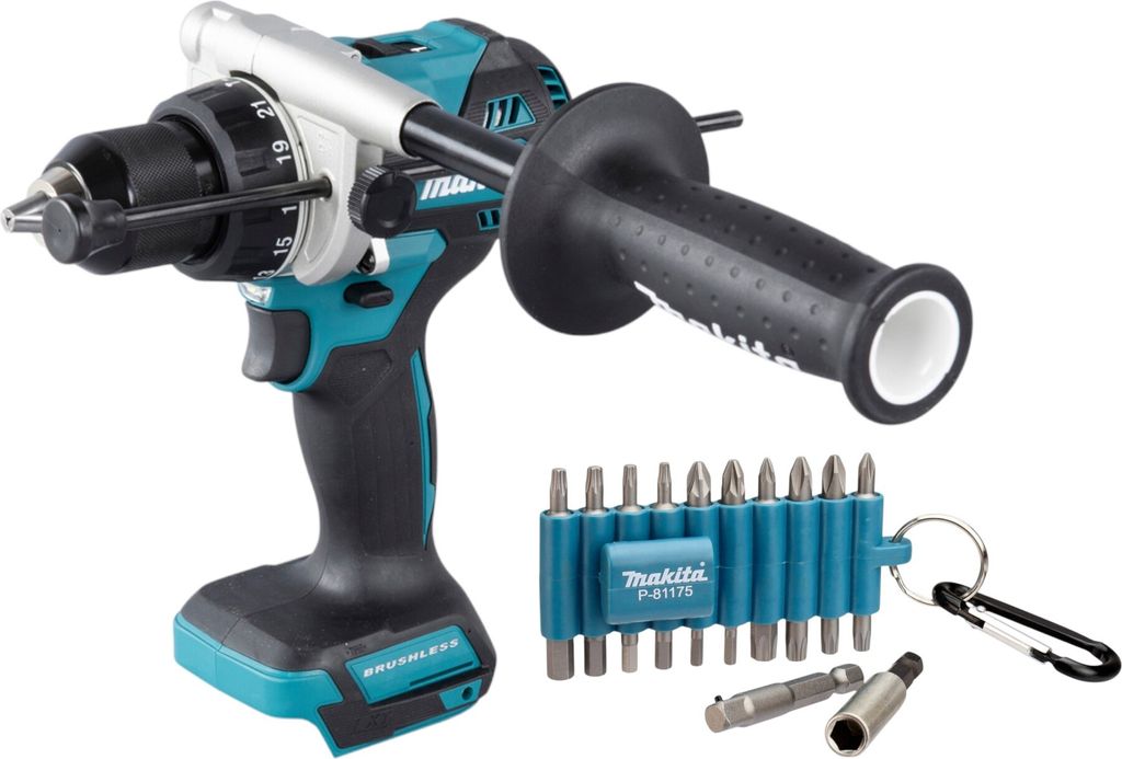 Makita DHP 486 Z Akku Schlagbohrschrauber 18 V 130 Nm Brushless + 22 tlg. Bit Set - ohne Akku, ohne Ladegerät