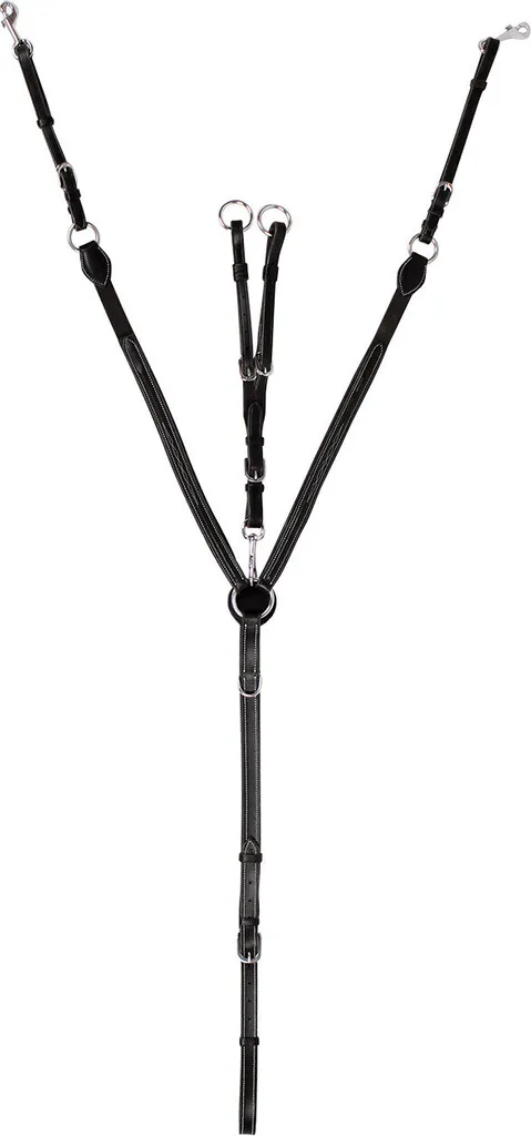 Collier de chasse poney en cuir noir avec coutures de luxe élégantes