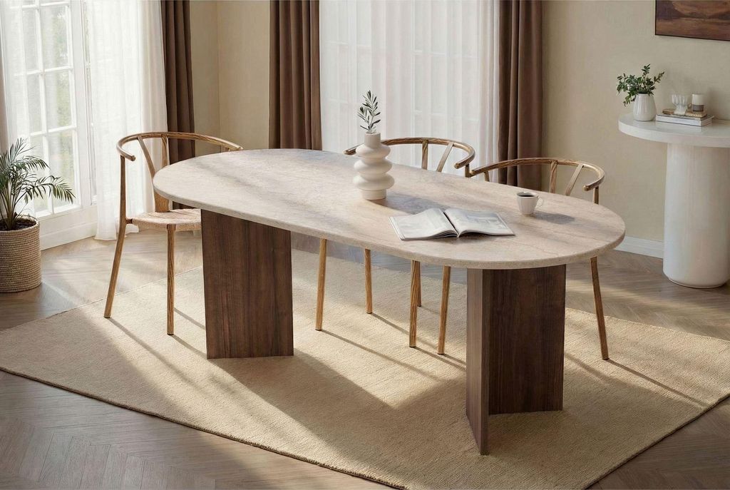 Skye Decor, Hochwertiger Esstisch 200 cm, Travertin & Produktbild 