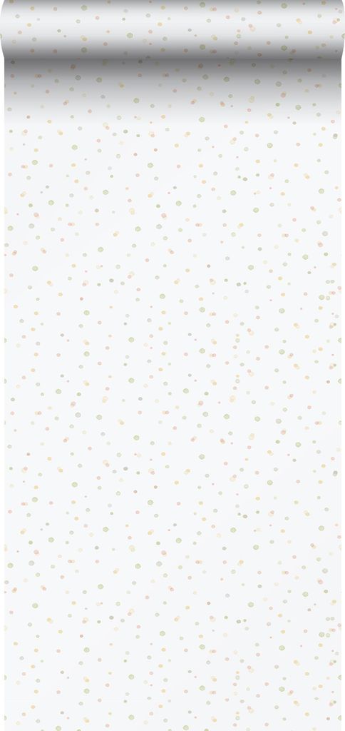 Sanders & Sanders Tapete Punkte Grün, Gelb und Weiß 53 cm x 10.05 m