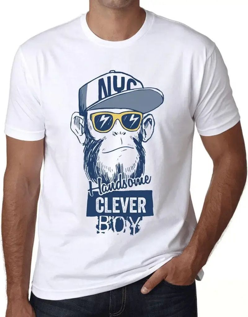 Herren Grafik T-Shirt Hübscher Junge clever – Handsome Boy Clever – Öko-Verantwortlich Vintage Jahrgang Kurzarm Lustige Druck Geburtstag Gesc...